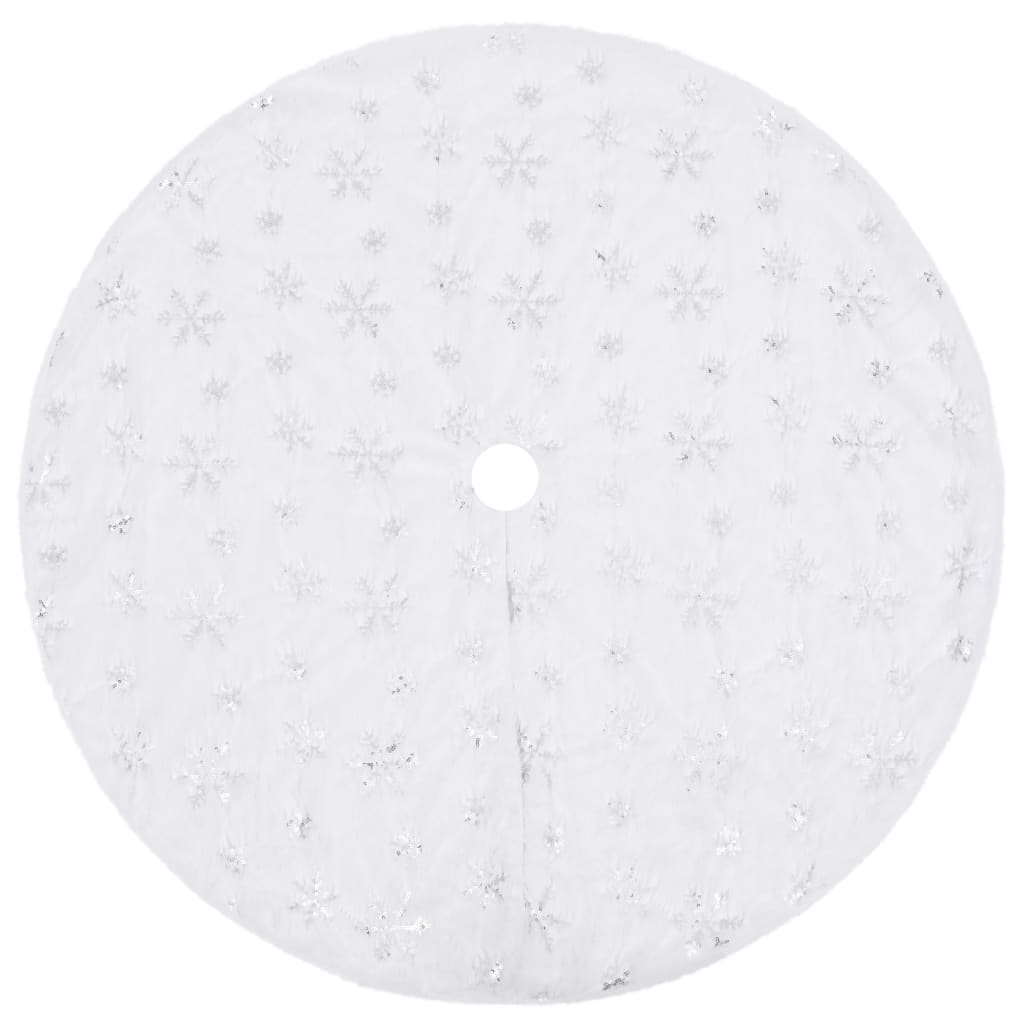 Luxurious cover for christmas tree base artificial fur white - number 2.