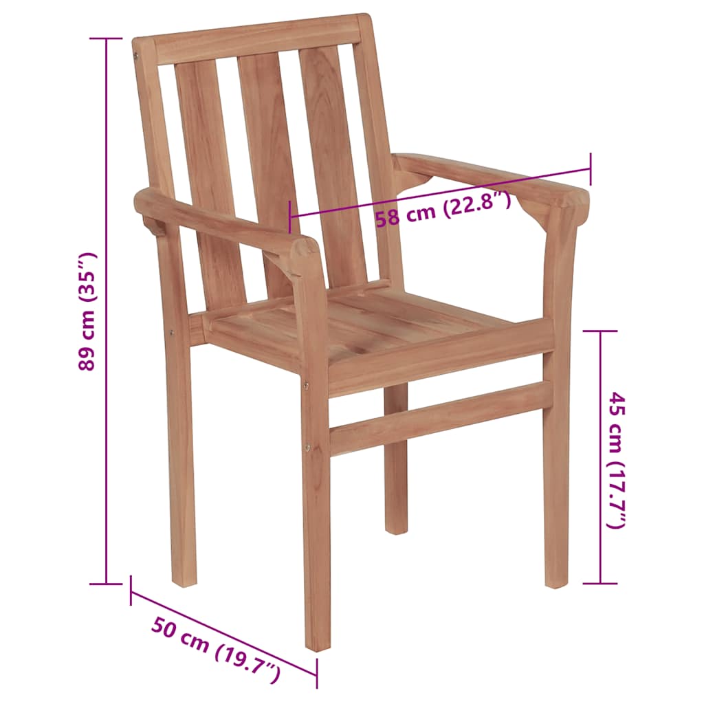 Havestole stk. med hynder stabelbare massivt teaktræ - kongeblå, 4, 1 - number 12.