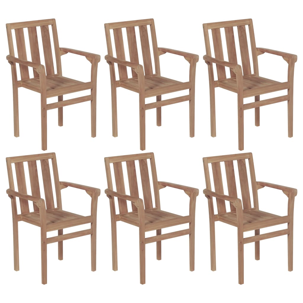 Chaises de jardin empilables en bois de teck massif - 6, 1 - number 1.