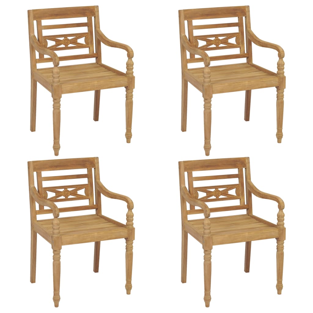 Sedie batavia con cuscini pz. teak massello - grigio a scacchi, 4, 1 - number 3.