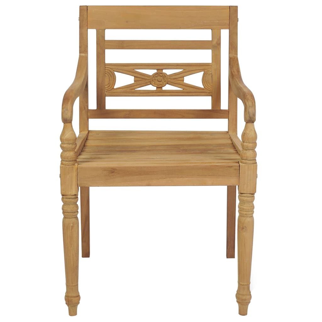 Sedie batavia con cuscini pz. teak massello - grigio a scacchi, 4, 1 - number 5.