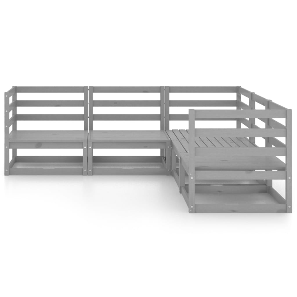 Loungesæt til haven 5 dele massivt fyrretræ - grå, nej, 1-1 - number 3.