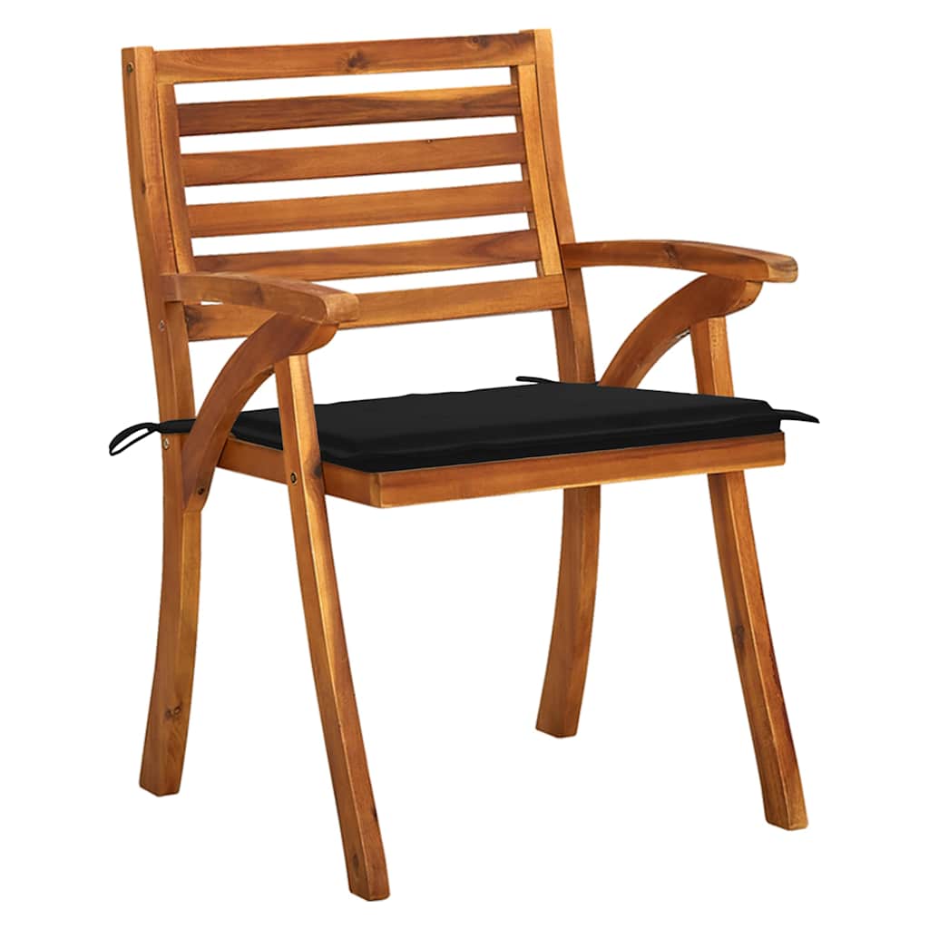 Sedie da giardino pc. con cuscini in legno massello di acacia - rosso a scacchi, 4 - number 4.