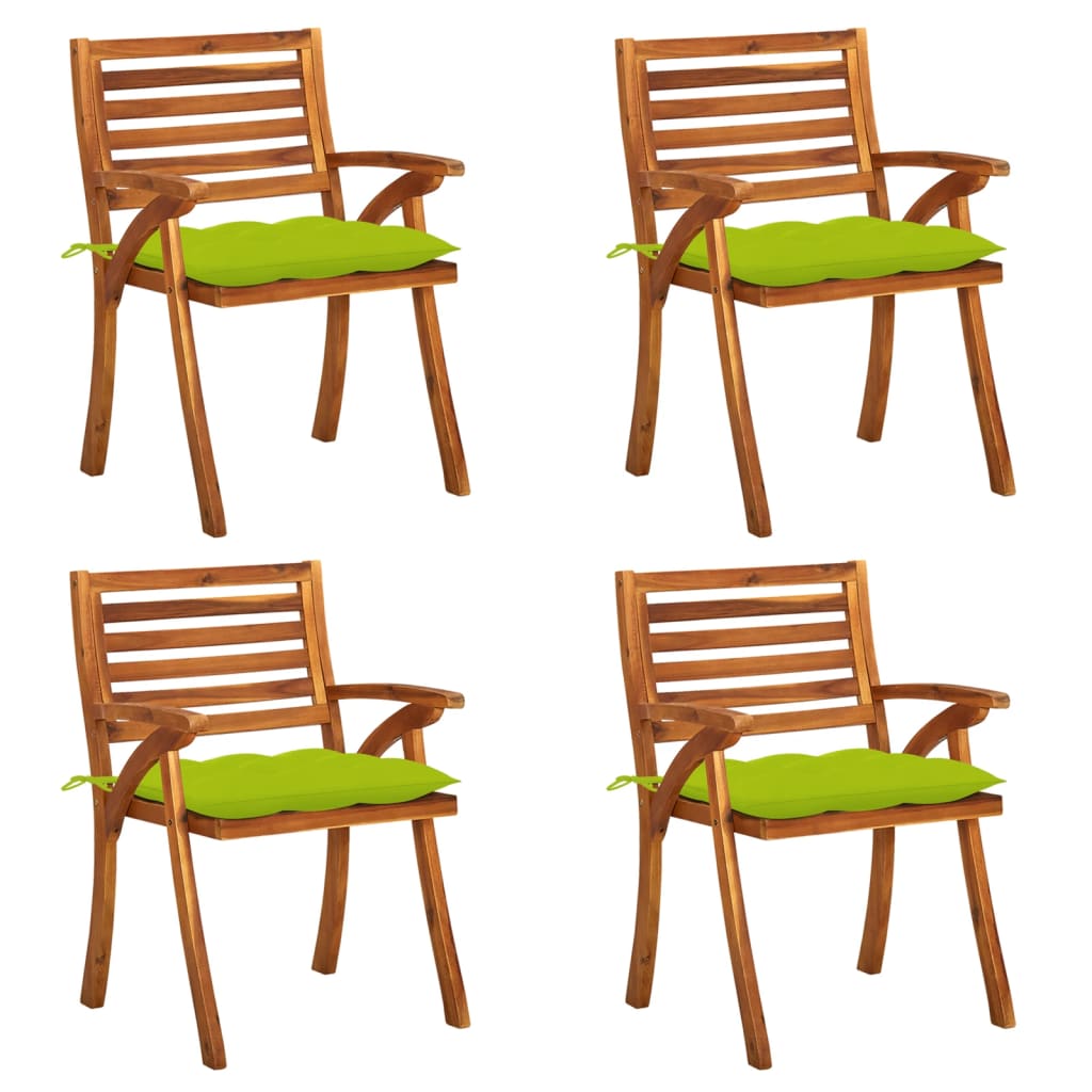 Krzesła ogrodowe szt. z poduszkami lite drewno akacjowe - jasnozielone, 4 szt. - number 1.