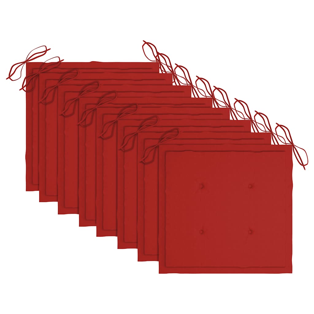 Foldbare havestole stk. med hynder massivt akacietræ - rød, 8, 1 - number 8.