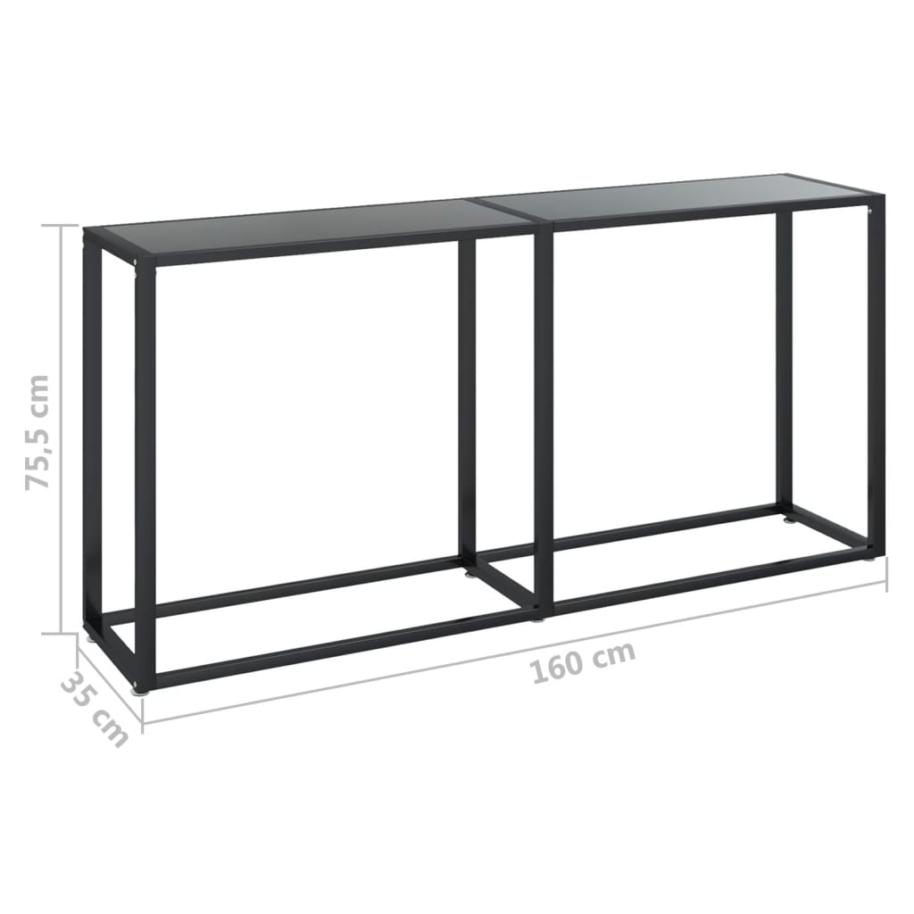 Konsolbord 160x35x75,5 cm hærdet glas - sort, 1, 160 cm - number 6.