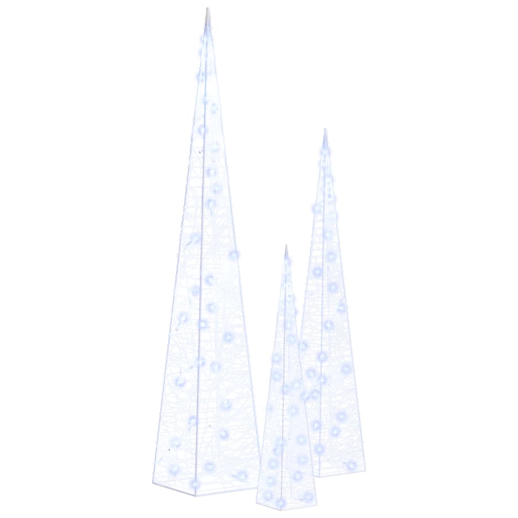 Ensemble de cônes lumineux led décoratifs en acrylique - bleu, 30/45/60 cm, 1, avec batterie - number 2.