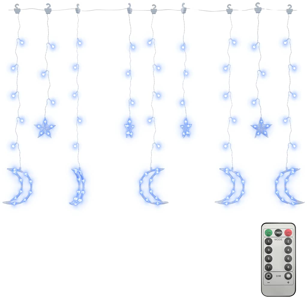 Light chain with stars + moons 345 leds remote control - blue, 345 led, 1, x - number 2.
