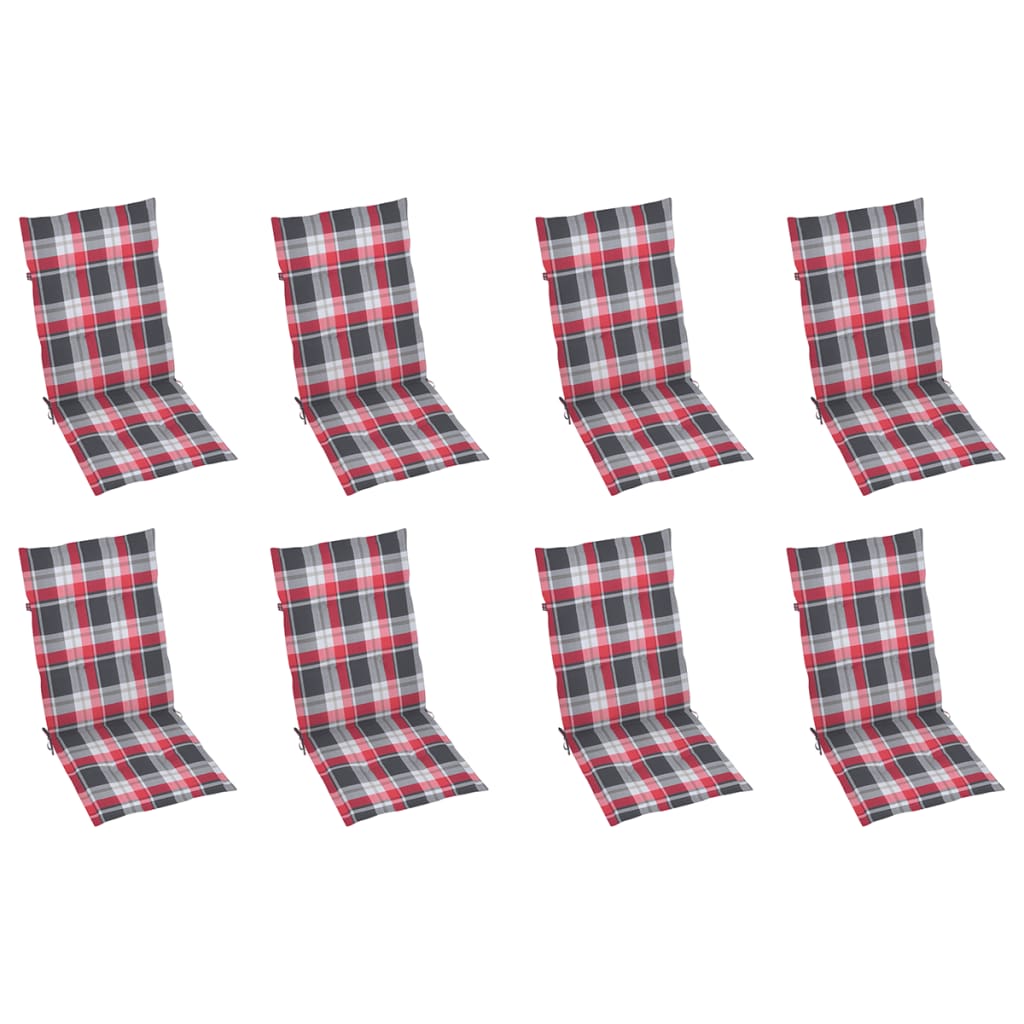 Fotele ogrodowe szt z poduszkami lite drewno tekowe - kratka czerwona, 8, 1 - number 6.