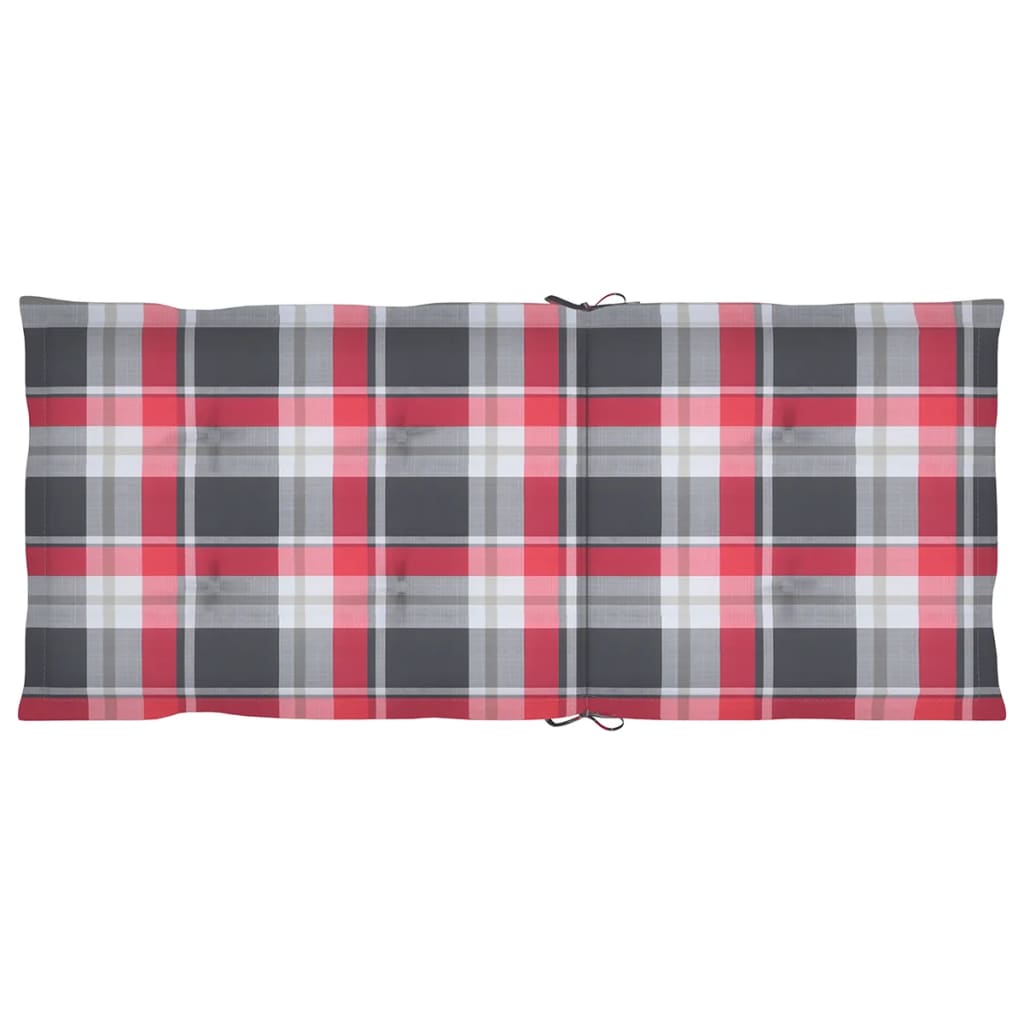 Fotele ogrodowe szt z poduszkami lite drewno tekowe - kratka czerwona, 8, 1 - number 8.