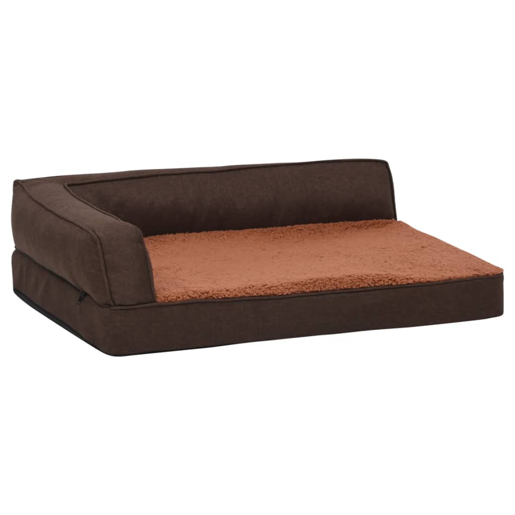 Lit ergonomique pour chien aspect lin polaire - marron, 60 x 42 cm - number 2.