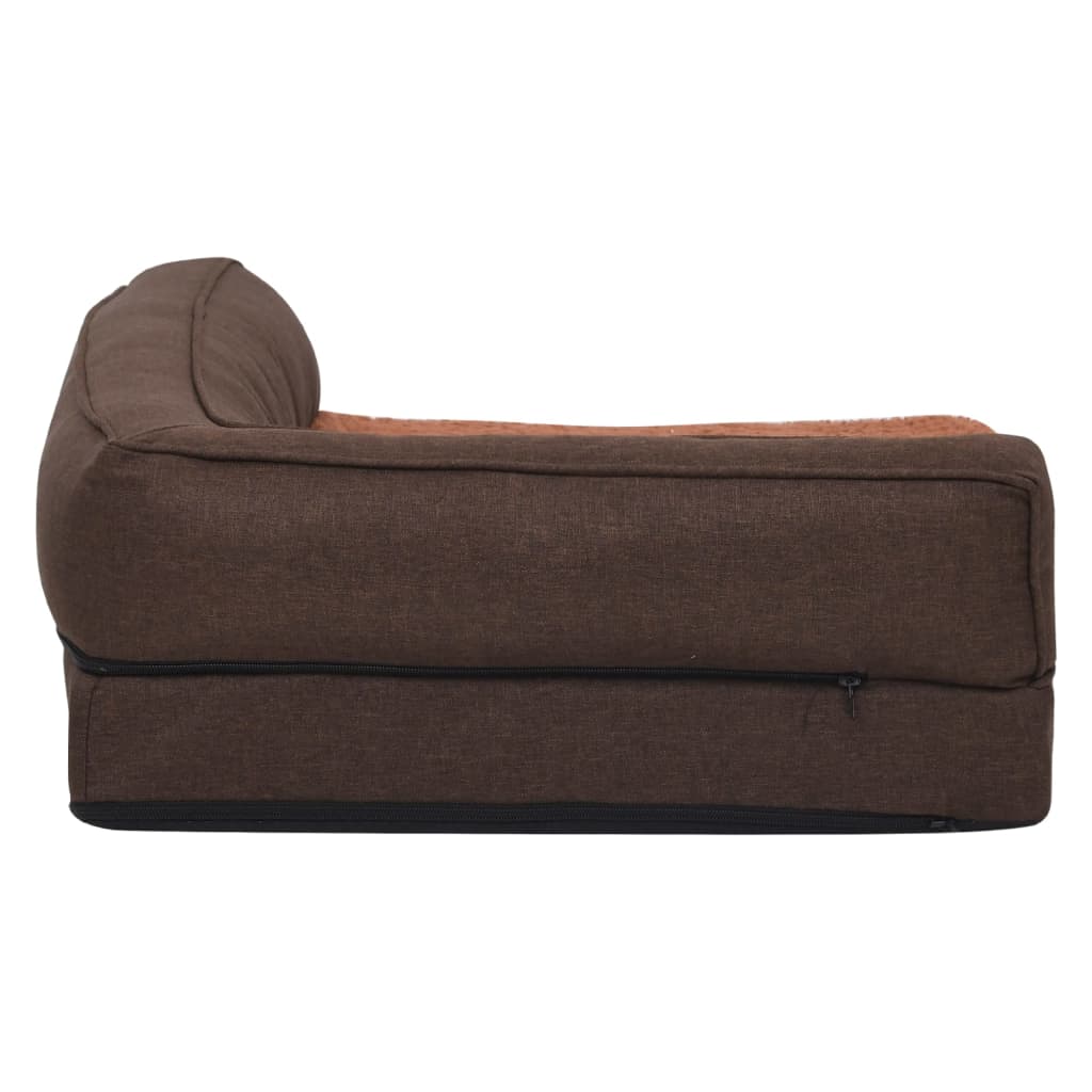 Lit ergonomique pour chien aspect lin polaire - marron, 60 x 42 cm - number 4.