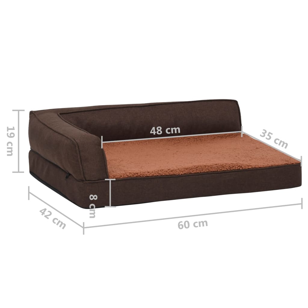 Lit ergonomique pour chien aspect lin polaire - marron, 60 x 42 cm - number 8.