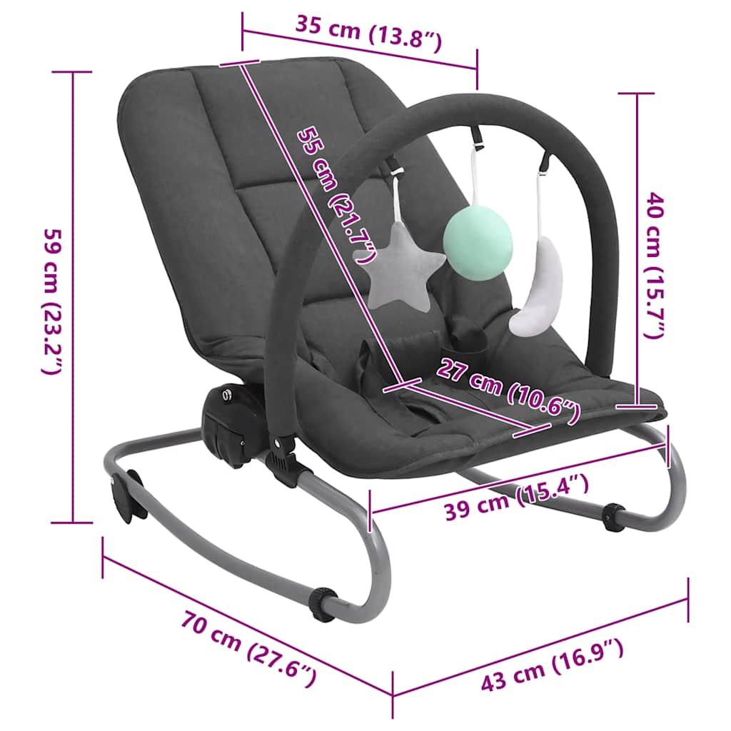 Stolica na razvlačenje za bebe čelika antracit siva - number 9.