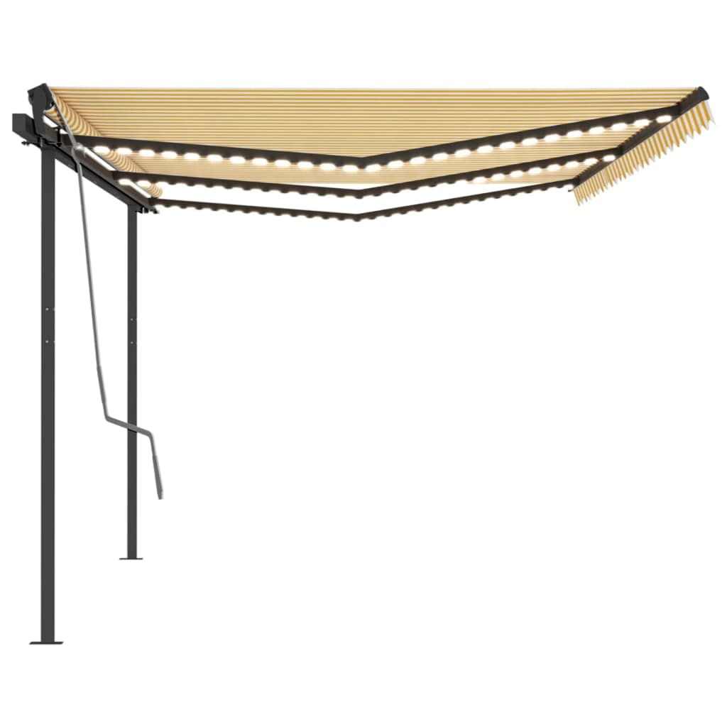 Markise m. led 6x3,5 m manuel betjening - gul og hvid, 6 x 3.5 m, 1 - number 4.