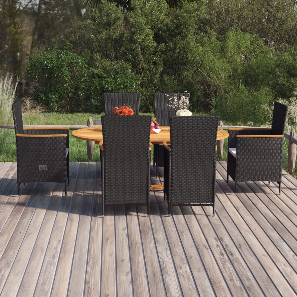 Spisebordsett for hagen 7 deler polyrattan - number 1.