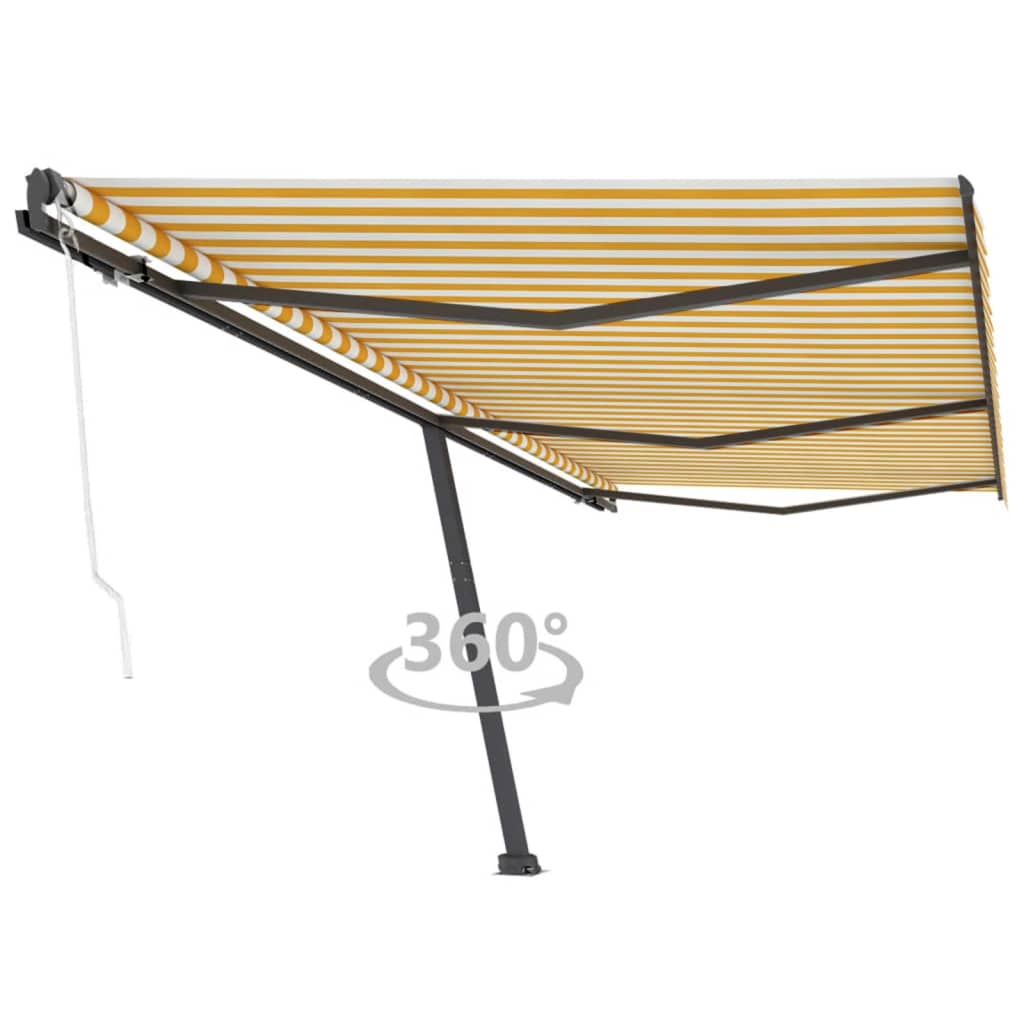 Freestanding awning 600x350 cm automatic operation yellow/white - yellow and white, 600 x 300 cm, 1 - number 1.