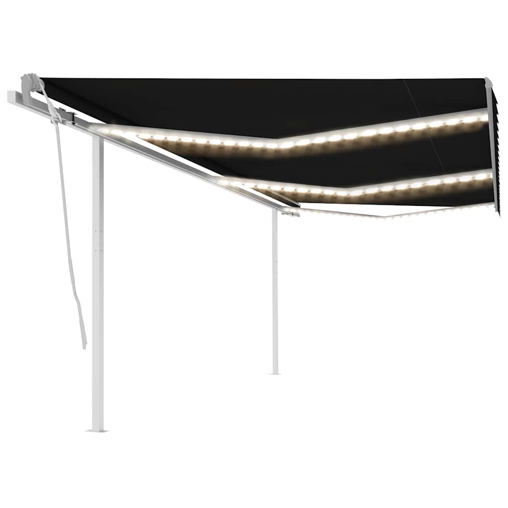 Markise med led-lys 6x3 m manuel betjening antracitgrå - number 1.