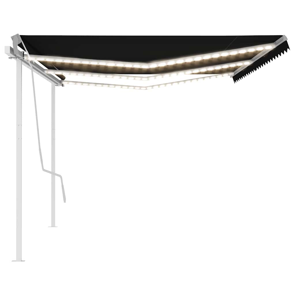 Markise med led-lys 6x3 m manuel betjening antracitgrå - number 4.