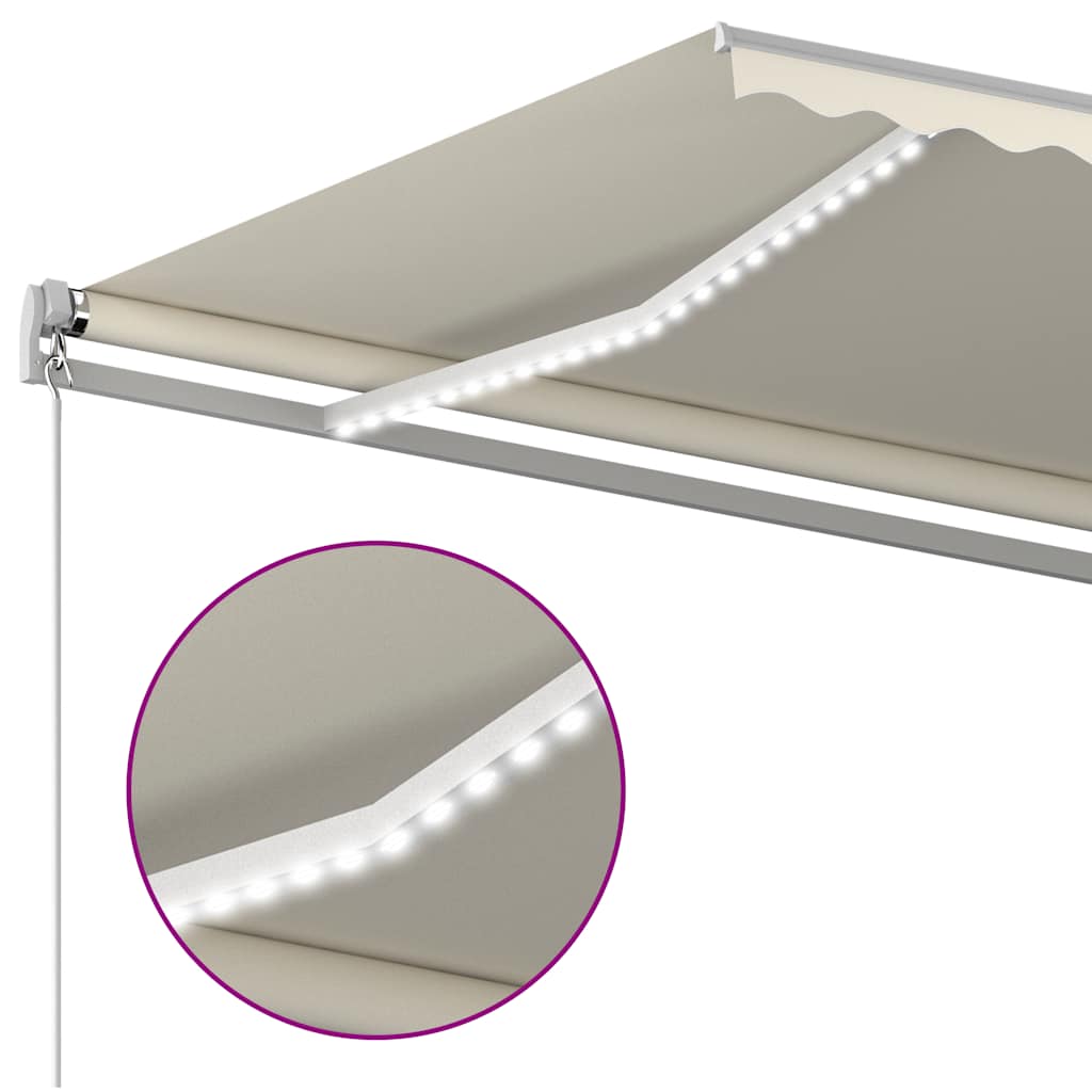 Markise m. led + vindsensor automatisk cremefarvet - creme, 4 x 3 m, 1 - number 6.