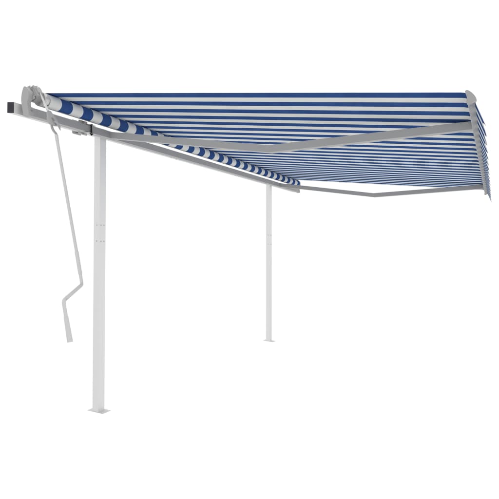 Tenda da sole con operazioni manuali dei post - blu e bianco, 4 x 3 m, 1 - number 1.