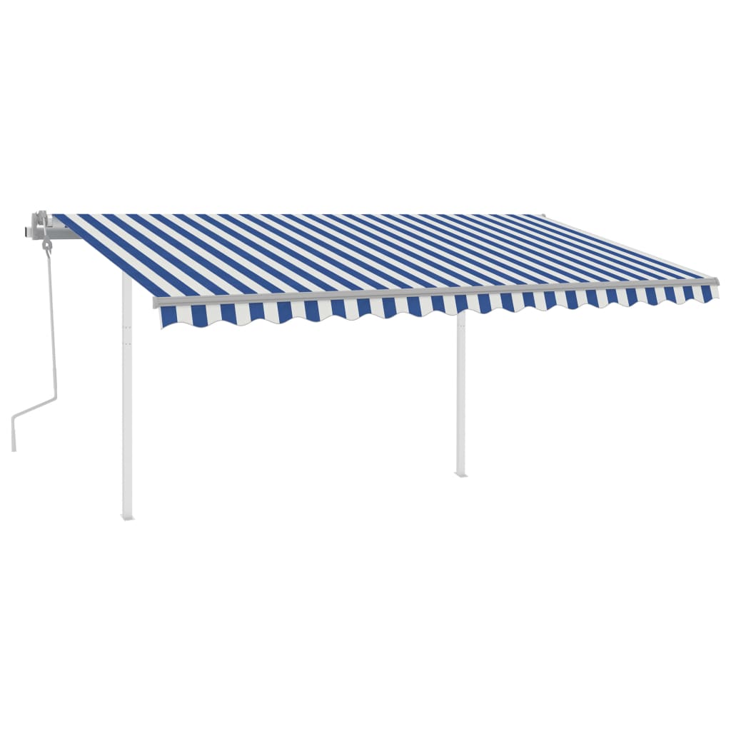 Tenda da sole con operazioni manuali dei post - blu e bianco, 4 x 3 m, 1 - number 2.