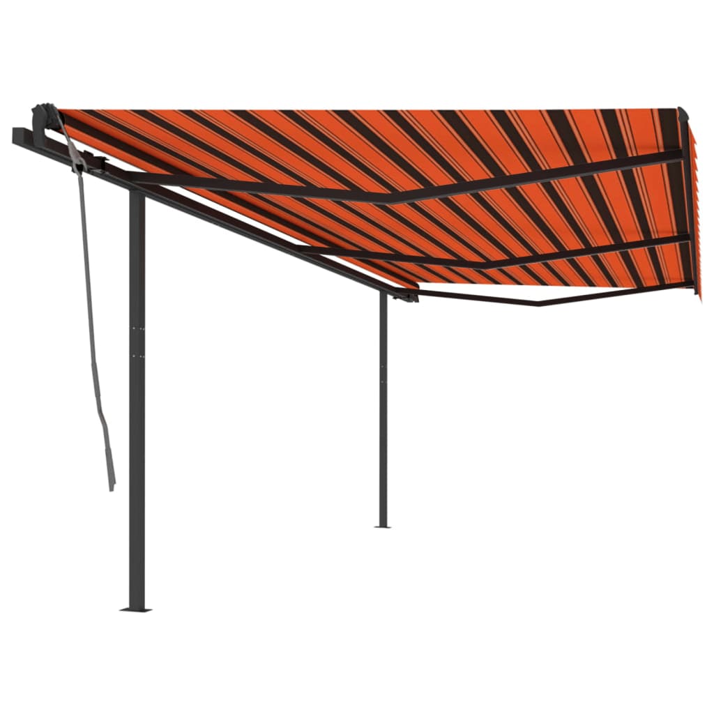 Awning with posts 6x3 m automatic operation orange and brown - number 1.