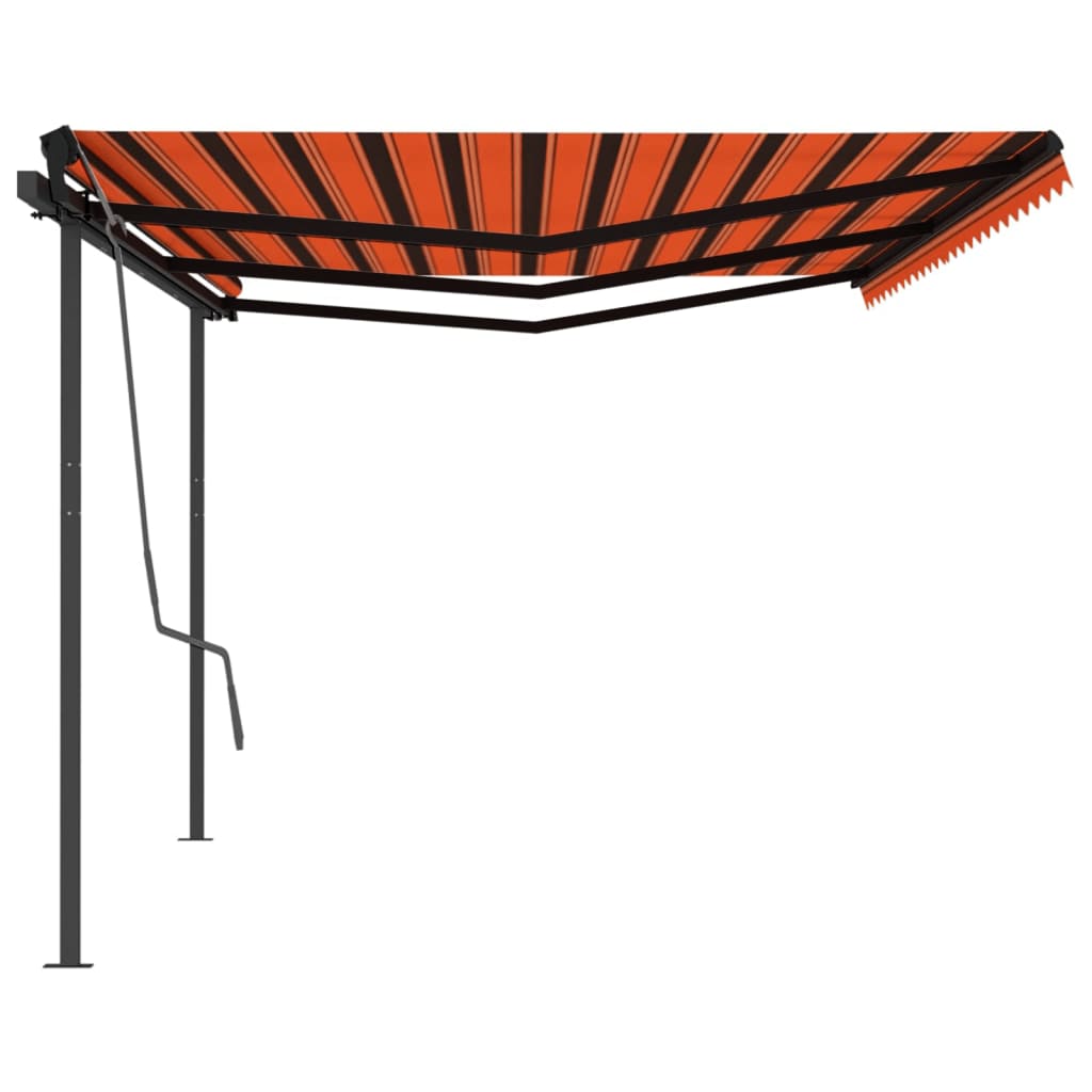 Awning with posts 6x3 m automatic operation orange and brown - number 2.