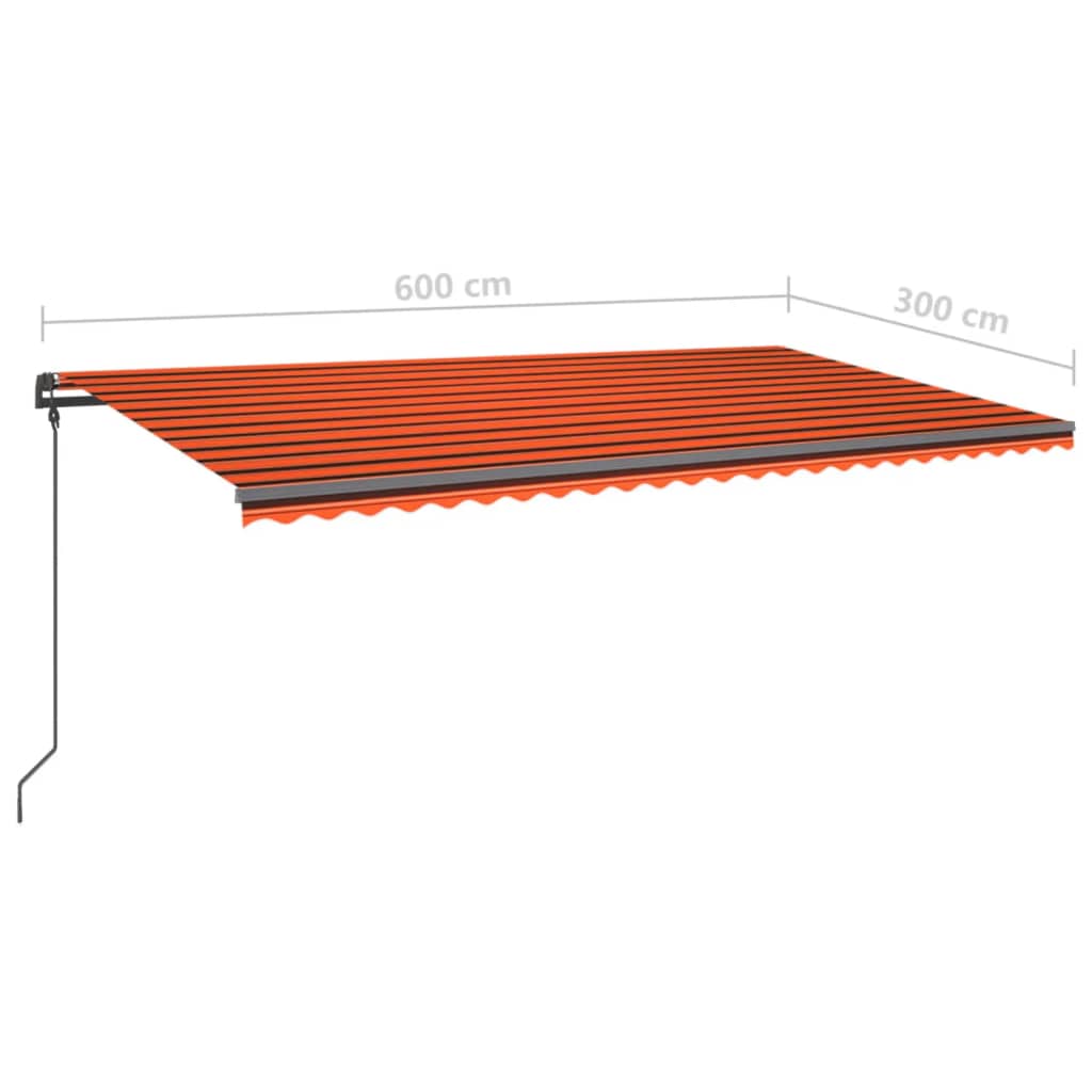 Awning with posts 6x3 m automatic operation orange and brown - number 12.