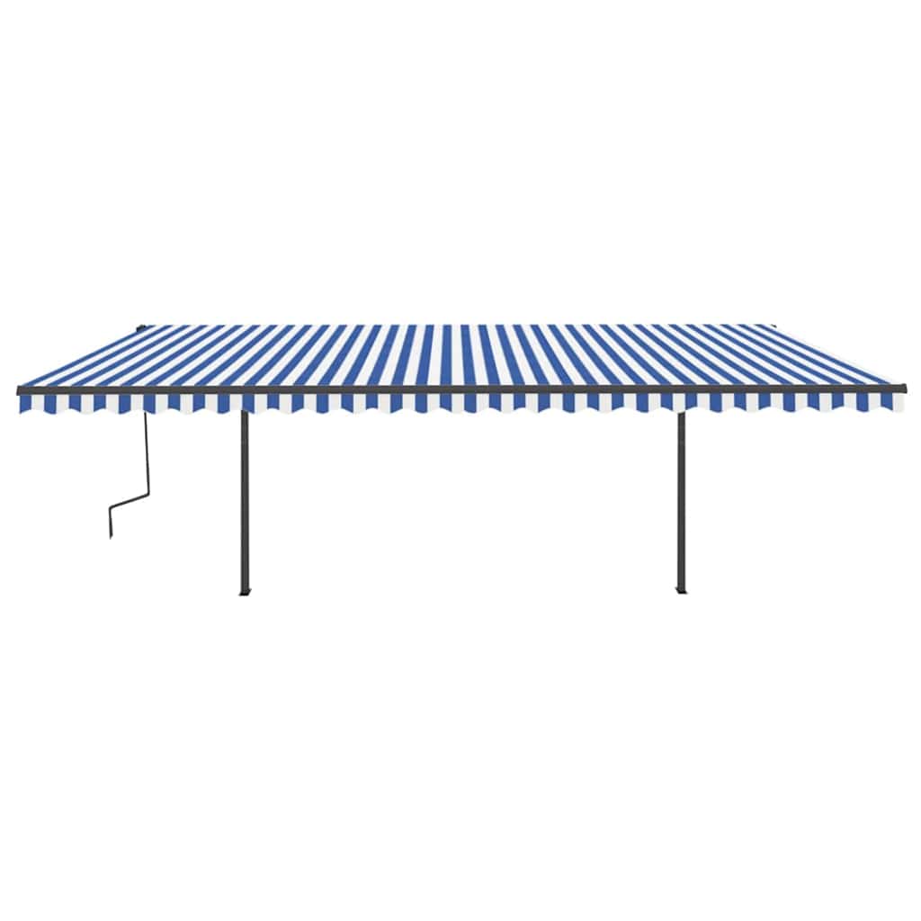 Awning with links + automatic wind sensor - blue and white, 4.5 x 3 m, 1 - number 3.