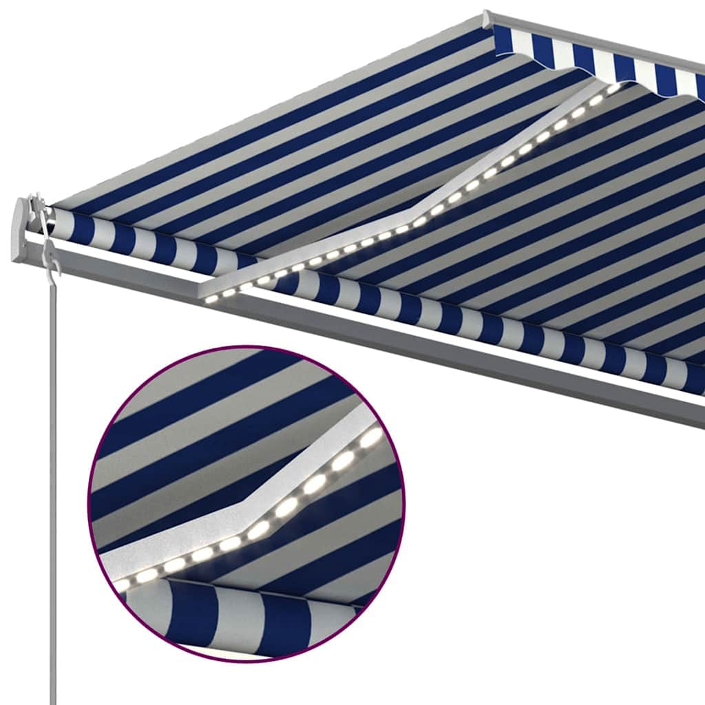 Awning with links + automatic wind sensor - blue and white, 4.5 x 3 m, 1 - number 6.