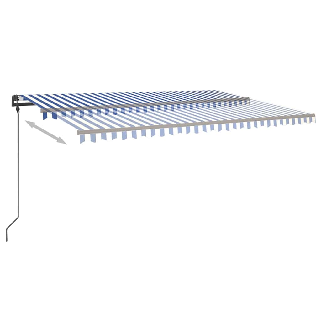 Awning with links + automatic wind sensor - blue and white, 4.5 x 3 m, 1 - number 5.