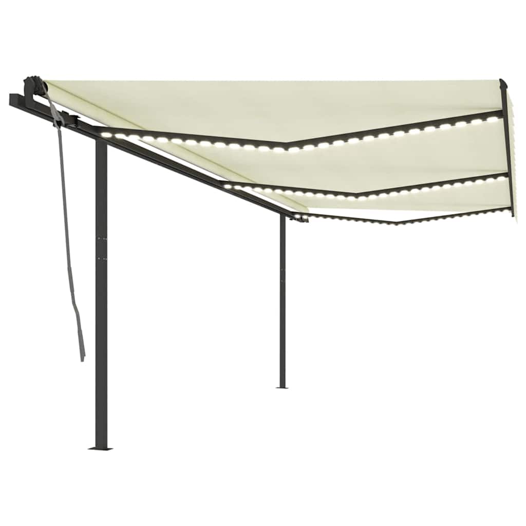 Awning with led light manual operation cream-coloured - anthracite grey, 6 x 3 m, 1 - number 1.