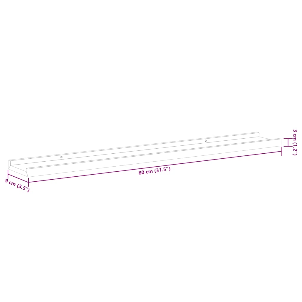 Væghylder stk. - grå, 80 x 9 x 3 cm, 4, 1 - number 10.