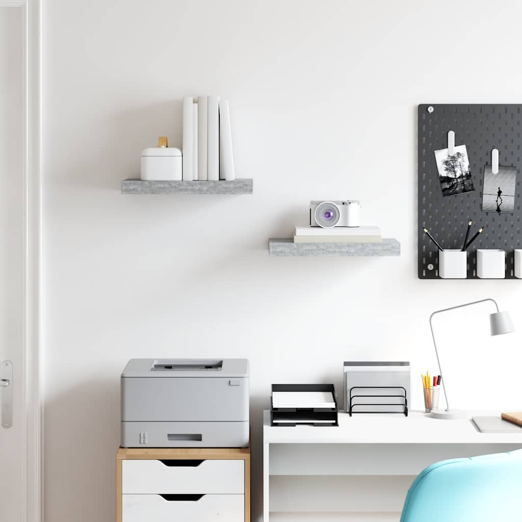 Vegghyller stk. 40x23x3,8 cm mdf - betonggrå, 80 x 23,5 x 3,8 cm, 2, 1 - number 3.