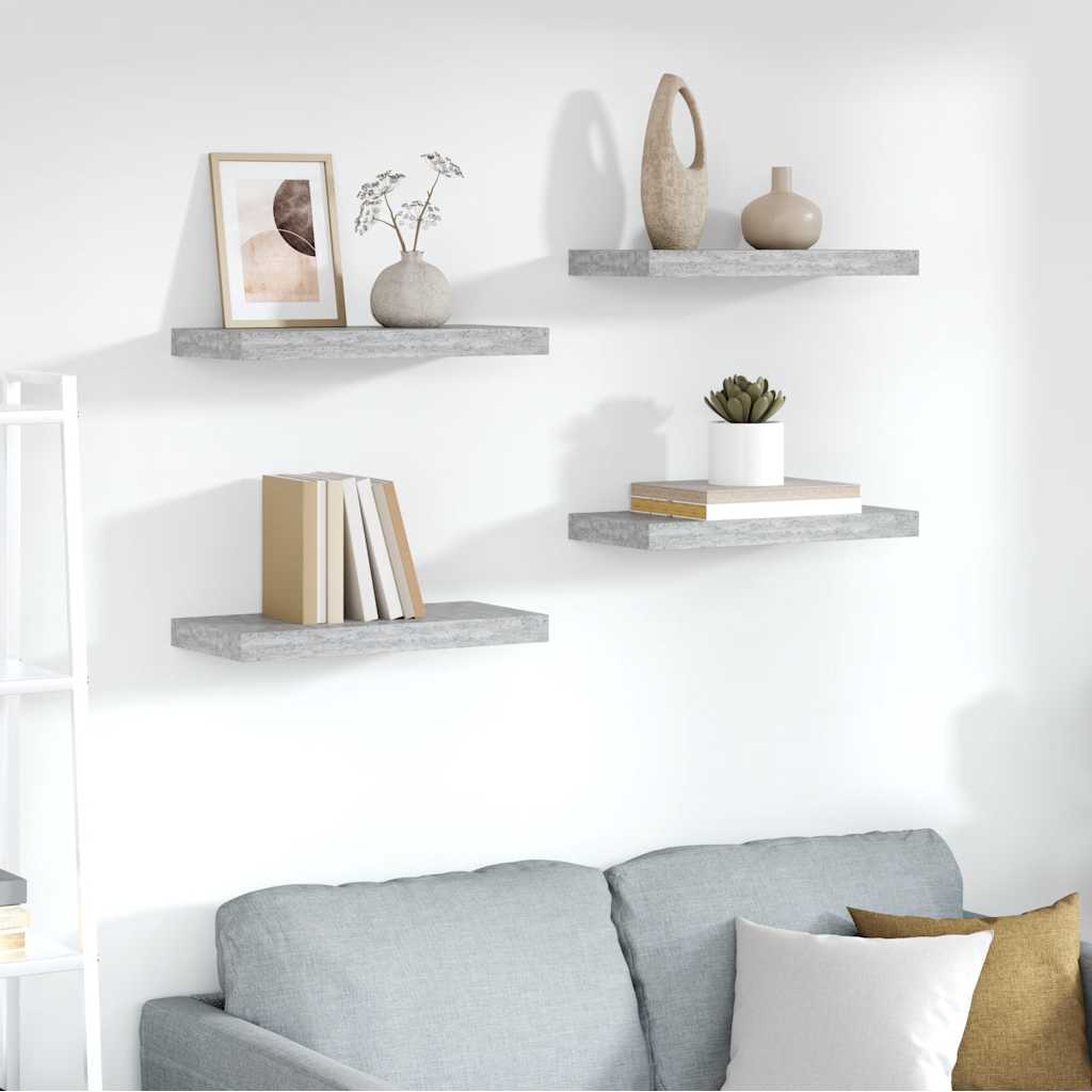 Vegghyller pc -er. 50x23x3,8 cm mdf - betonggrå, 50 x 23 x 3,8 cm, 4, 1 - number 1.