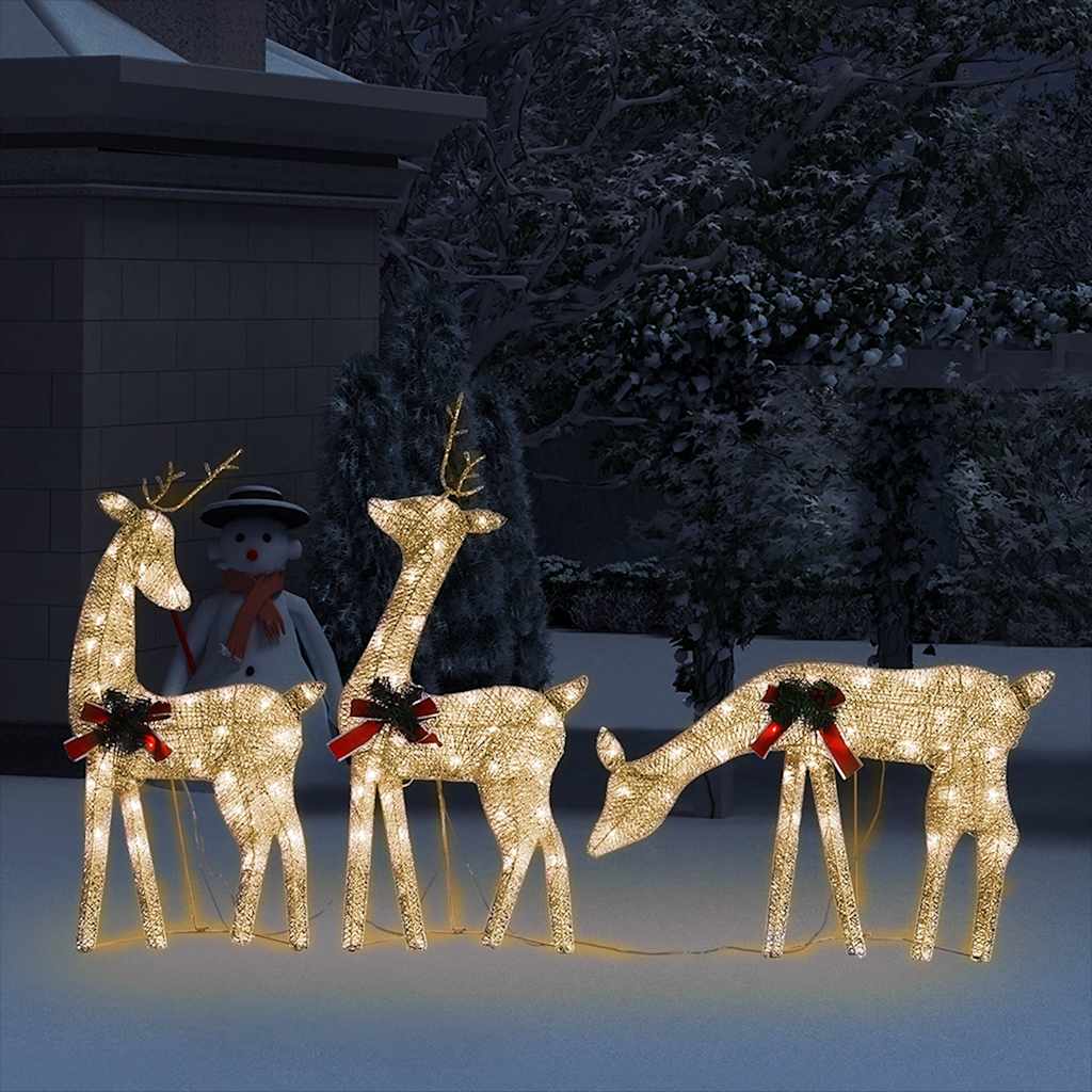 Julerensdyr 3 dele 270x7x90 cm trådnet varmt hvidt lys - number 3.