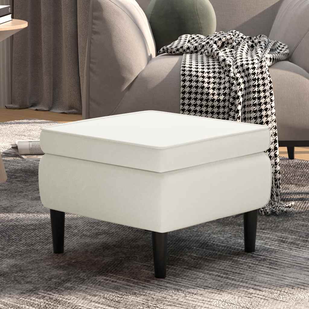 Stołek z nogami drewnianymi aksamitny kremowy - ciemnozielony, 1 - number 1.