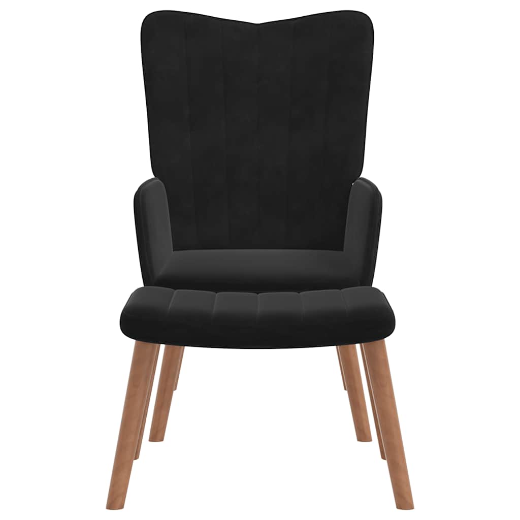 Fotel aksamitny - czarny, 1, z podnóżkiem - number 3.