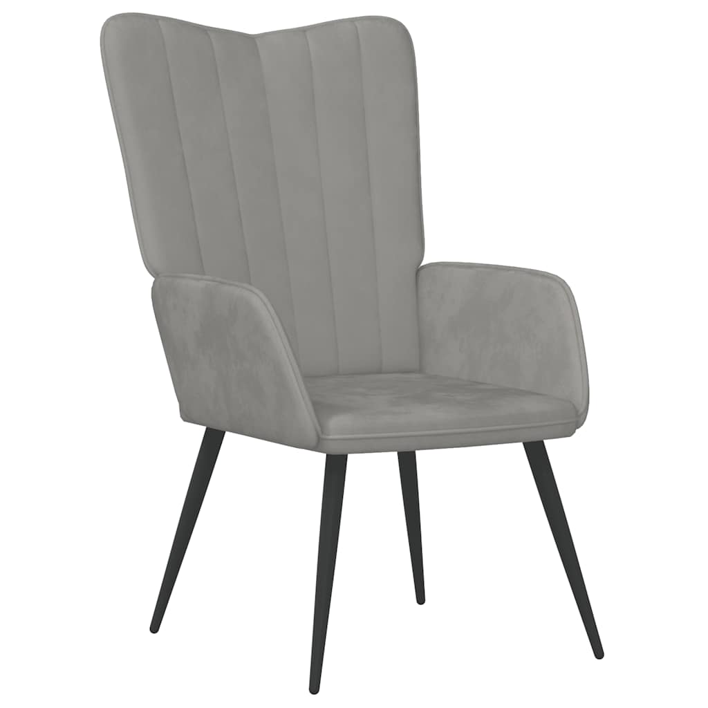 Fotel aksamitny - jasnoszary, 1, bez podnóżka - number 2.