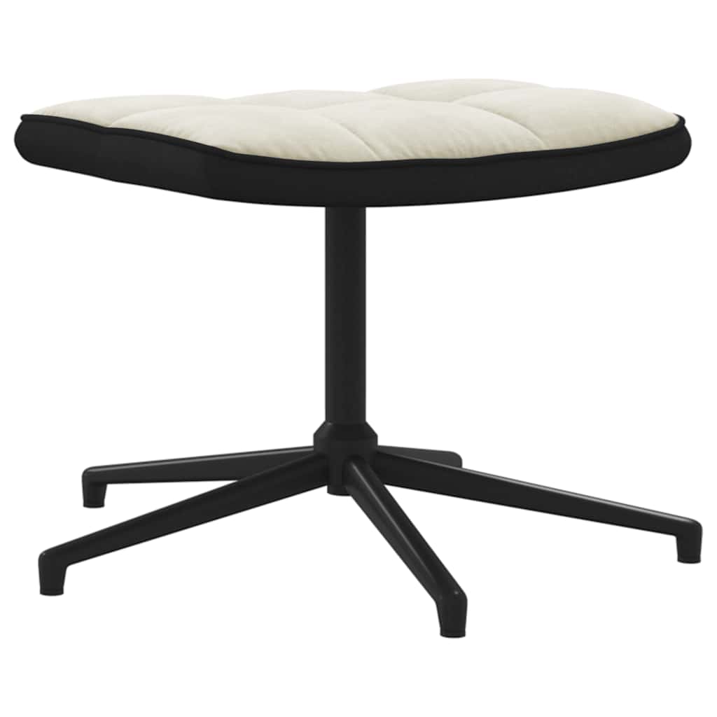 Lenestol med fotskammel fløyel og pvc kremfarget - number 7.