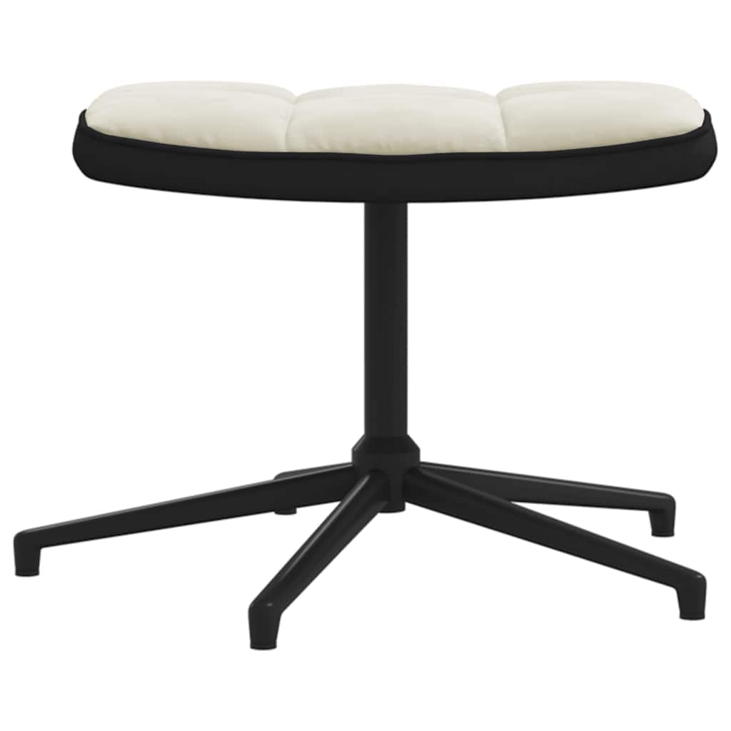 Lenestol med fotskammel fløyel og pvc kremfarget - number 8.