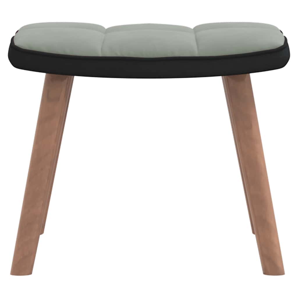 Gyngestol med fodskammel fløjl og pvc lysegrå - number 8.