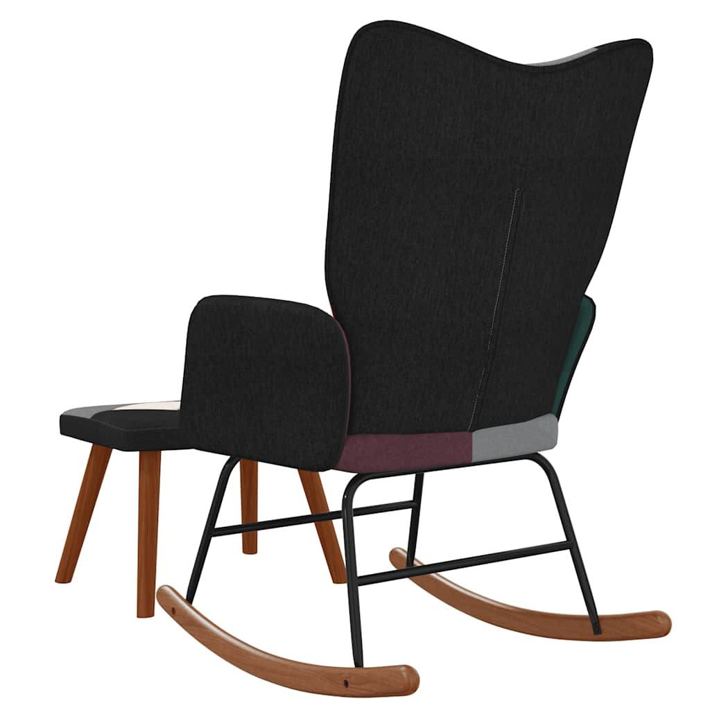 Gyngestol med fotskammel patchworkstoff - number 5.