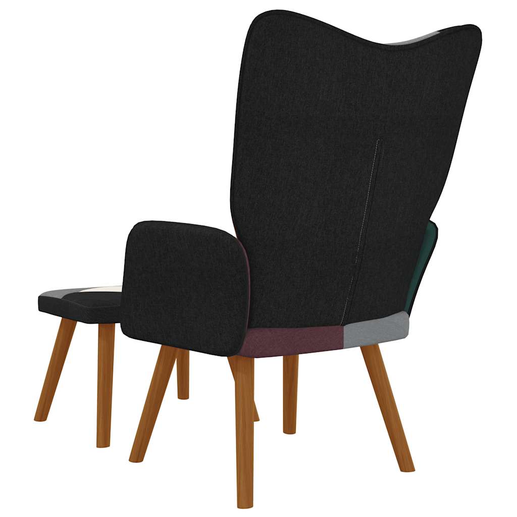 Lænestol med fodskammel stof patchwork - number 5.