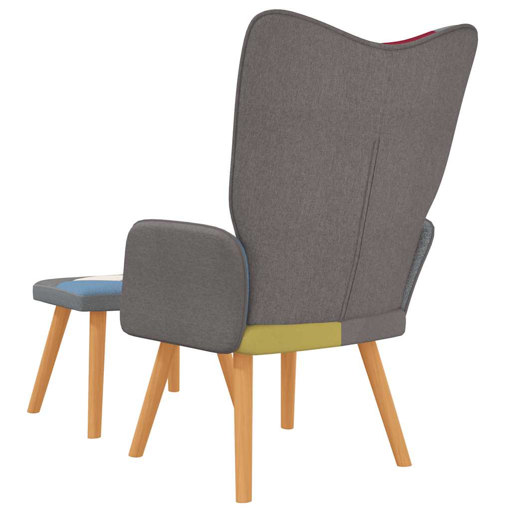 Fotel z podnóżkiem tkanina patchworkowa - number 5.