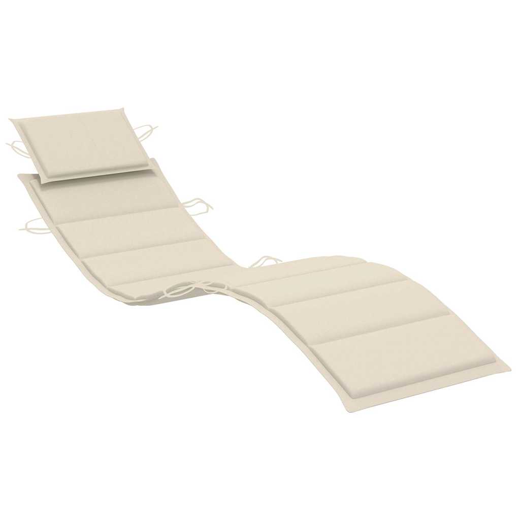 Sun loungers 2 pcs. with cushions solid acacia trees - cream, 1, 2 sun loungers - number 6.