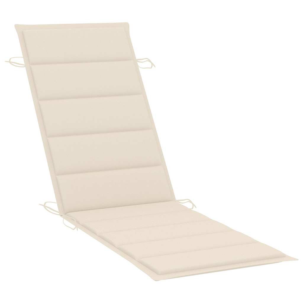 Sun loungers 2 pcs. with cushions solid acacia trees - cream, 1, 2 sun loungers - number 7.