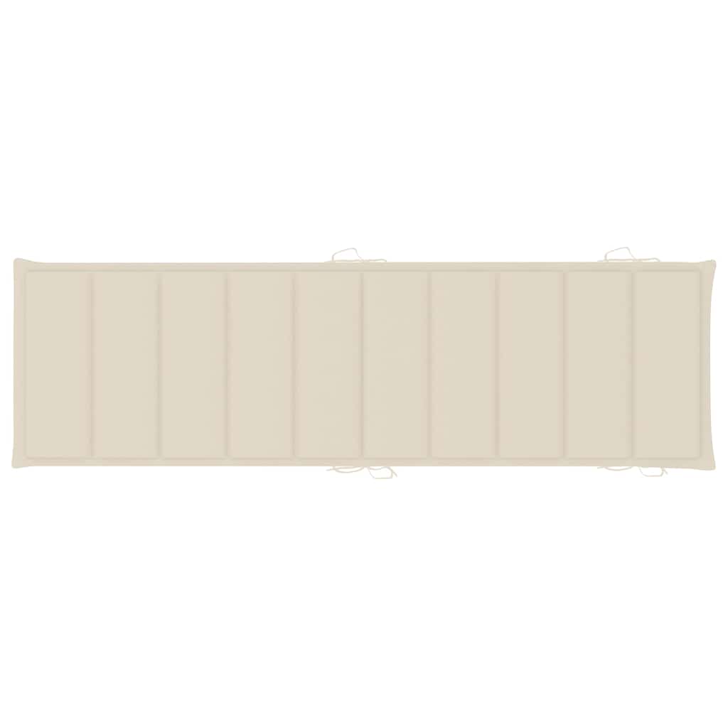 Sun loungers 2 pcs. with cushions solid acacia trees - cream, 1, 2 sun loungers - number 10.