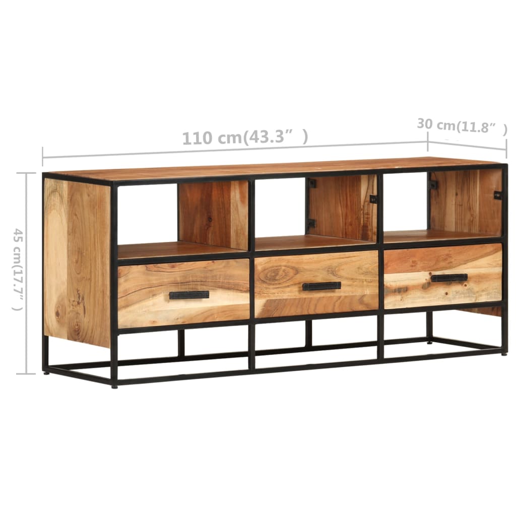 Tv cabinet 110x30x45 cm solid acacia wood - number 8.